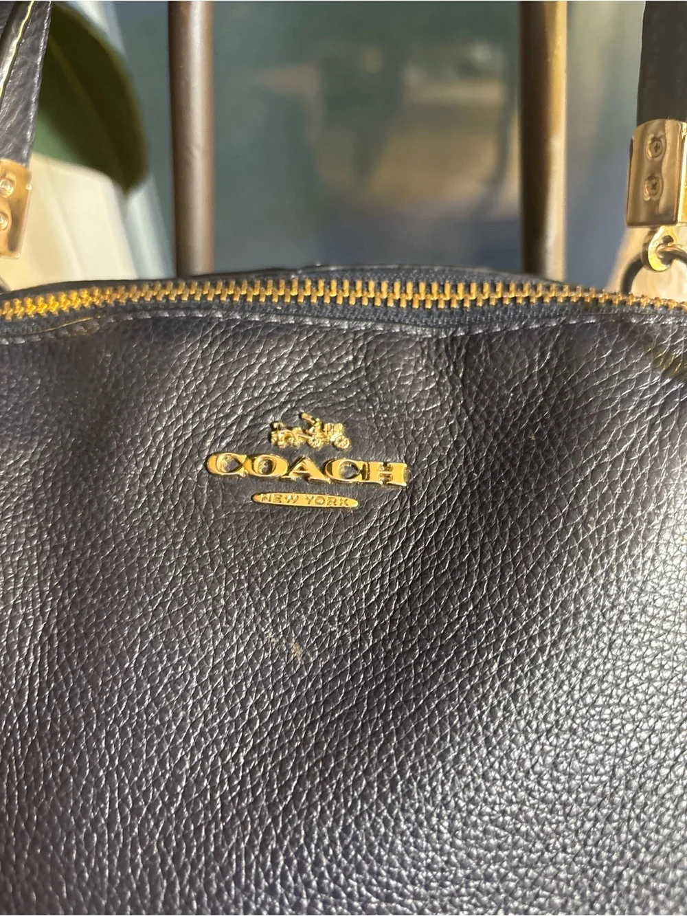 Coach Pebbled Leather Black Satchel Crossbody Bag Gold Hardware - Picture 2 of 9